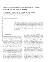 Structure and Star Formation in Disk Galaxies I. Sample Selection And