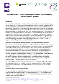 The Role of Case Law and Increasing Efficiency in Implementing the Birds and Habitats Directives