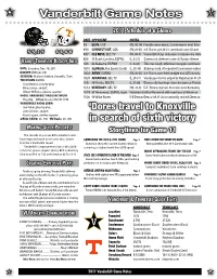 Vanderbilt Game Notes