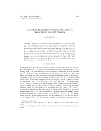 243 a NUMBER-THEORETIC CONJECTURE and ITS IMPLICATION for SET THEORY 1. Motivation It Was Proved In