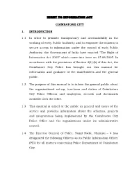 COIMBATORE CITY 1. INTRODUCTION 1.1 in Order To