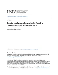 Exploring the Relationship Between Teachers' Beliefs in Mathematics and Their Instructional Practice
