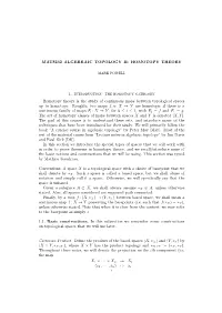 MAT8232 ALGEBRAIC TOPOLOGY II: HOMOTOPY THEORY 1. Introduction
