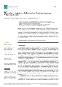 Molecularly Imprinted Polymers for Chemical Sensing: a Tutorial Review