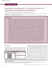 Peripheral Neurectomies: a Treatment Option for Trigeminal Neuralgia in Rural Practice