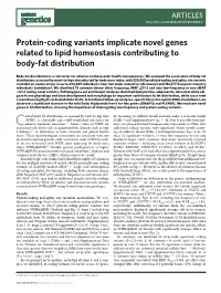 Protein-Coding Variants Implicate Novel Genes Related to Lipid Homeostasis Contributing to Body-Fat Distribution