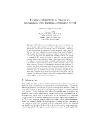 Semantic Mediawiki in Operation: Experiences with Building a Semantic Portal