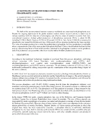 An Estimate of Uranium Recovery from Phosphorite Ores