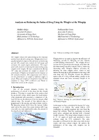 Analysis on Reducing the Induced Drag Using the Winglet at the Wingtip