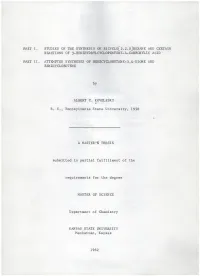 Part 1 : Studies of the Synthesis of Bicyclo[2.2.0] Hexane And