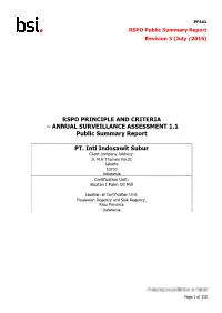 RSPO P and C Public Summary Report Template