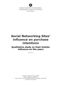 Social Networking Sites' Influence on Purchase Intentions