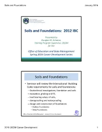Soils and Foundations: 2012 IBC