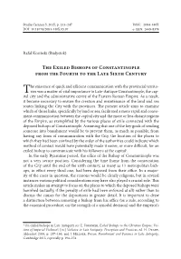 The Exiled Bishops of Constantinople from the Fourth to the Late Sixth Century