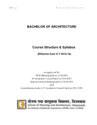 B.Arch – Course Structure