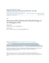 Protection of the Natural and Cultural Heritage of the Mongolian Altai Ulikpan Beket Mongolian Academy of Sciences, Beketu@Yahoo.Com