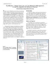 Techmatters: "Qiqqa" Than You Can Say Reference Management: a Tool To