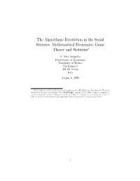 The Algorithmic Revolution in the Social Sciences: Mathematical Economics, Game Theory and Statistics
