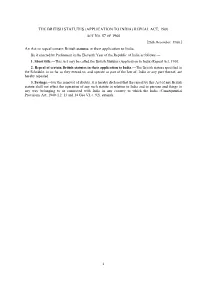 The British Statutes (Application to India) Repeal Act, 1960 Act No. 57 of 1960