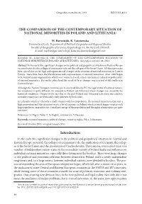 The Comparison of the Contemporary Situation of National Minorities in Poland and Lithuania1 Introduction