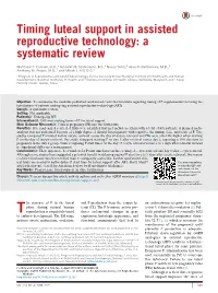 Timing Luteal Support in Assisted Reproductive Technology: a Systematic Review