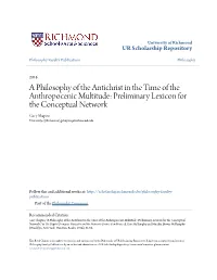 A Philosophy of the Antichrist in the Time of the Anthropocenic Multitude: Preliminary Lexicon for the Conceptual Network