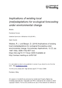 Adaptations for Ecological Forecasting Under Environmental Change