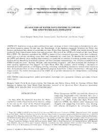 An Analysis of Water Data Systems to Inform the Open Water Data Initiative1