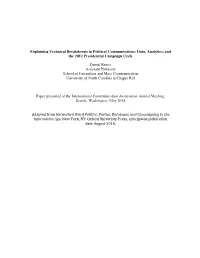 Explaining Technical Breakdowns in Political Communication: Data, Analytics, and the 2012 Presidential Campaign Cycle