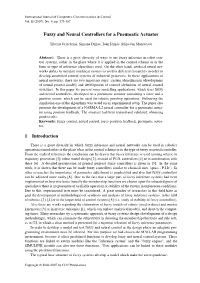 Fuzzy and Neural Controllers for a Pneumatic Actuator 1 Introduction