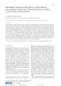 Heritability and Short-Term Effects of Inbreeding In