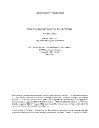 Nber Working Paper Series Financial Markets and The