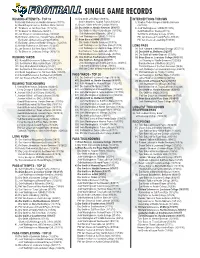 SINGLE GAME RECORDS RUSHING ATTEMPTS - TOP 10 32, Dru Smith at Mcmurry (10/8/16) INTERCEPTIONS THROWN 50, Kendall Roberson Vs