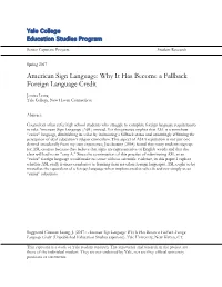 American Sign Language: Why It Has Become a Fallback Foreign Language Credit
