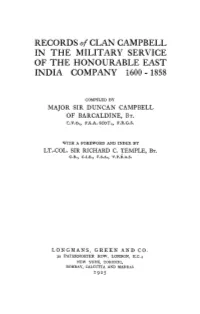 Campbell." Evidently His Was a Case of an Efficient, Kindly Officer Whose Lot Was Cast in Uneventful Lines