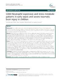 CD64-Neutrophil Expression and Stress Metabolic Patterns in Early