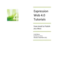 Expression Web 4.0 Tutorials from Install to Publish and More Page 1
