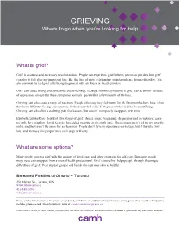 GRIEVING Where to Go When You’Re Looking for Help