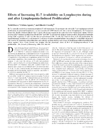 Lymphopenia-Induced Proliferation Lymphocytes During and After