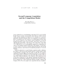 Second Language Acquisition and the Competition Model