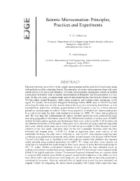 Seismic Microzonation: Principles, Practices and Experiments