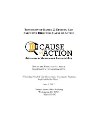Testimony of Daniel Z. Epstein, Esq. Executive Director, Cause of Action