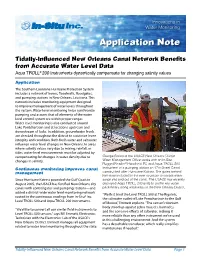 Tidally-Influenced New Orleans Canal Network Benefits from Accurate Water Level Data Aqua TROLL® 200 Instruments Dynamically Compensate for Changing Salinity Values