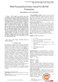 Web Personalized Index Based N-GRAM Extraction