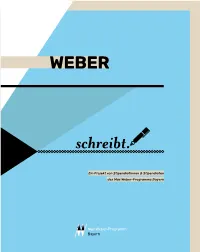 WEBER Schreibt! Vorwort Weber Schreibt! Weber Schreibt! Vorwort