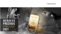 Heraeus Precious Forecast 2021 2021 Outlook