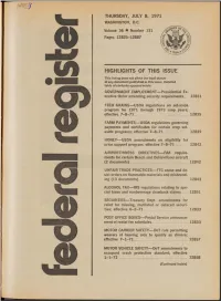 HIGHLIGHTS of THIS ISSUE This Listing Does Not Affect the Legal Status of Any Document Published in This Issue