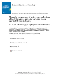 Molecular Comparisons of Native Range Collections of Gadirtha Fusca, a Potential Biological Control Agent of Chinese Tallowtree