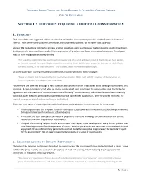 Outcomes Requiring Additional Consideration
