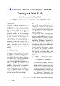 PARSING-Brief Study-Tanya Sharma, Sumit Das & Vishal Bhalla